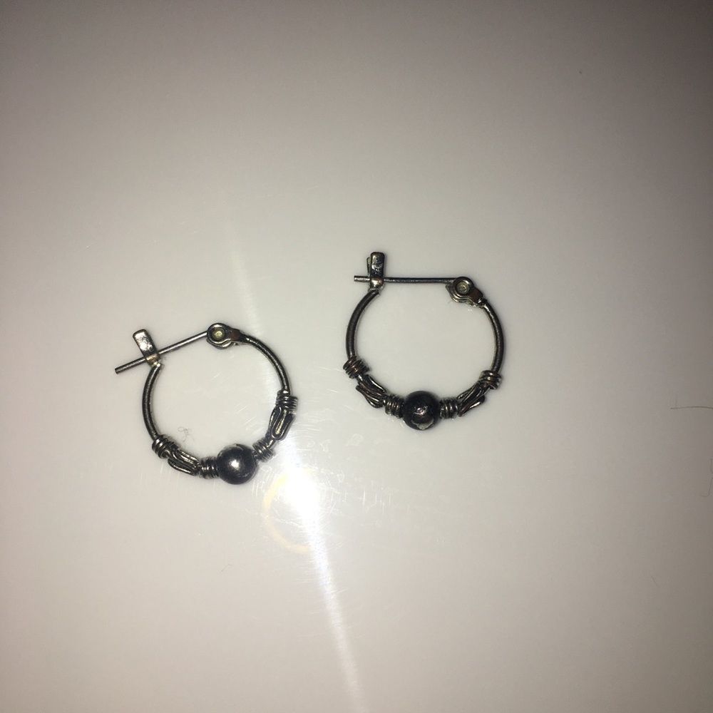 BLACK HOOP EARRINGS